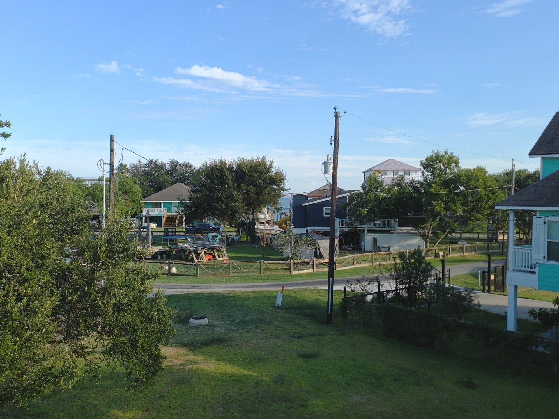 2370 Bryan Street, San Leon, TX 77539 Arial view from approximately 20ft high on the lot