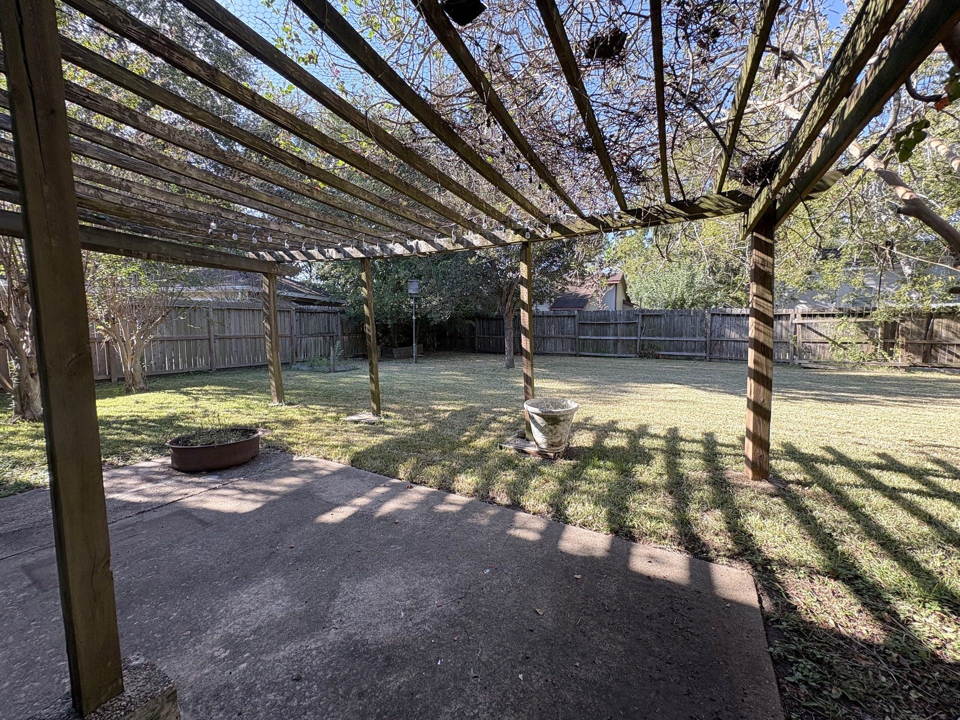 1015 Sugarfield Court, Sugar Land, TX 77498 Pergola over the back patio contributes a calming ambience