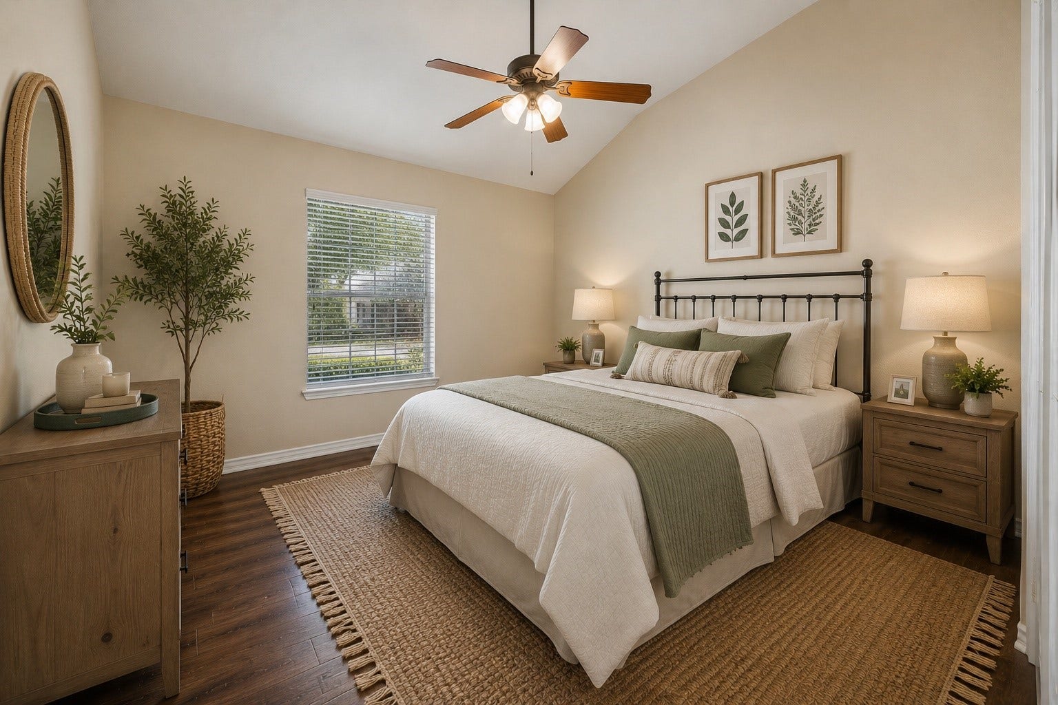 Bright secondary bath features a spacious vanity with ample counter space, updated fixtures, a tub/shower combination, and a clean neutral palette, offering a fresh and functional space for family or guests.