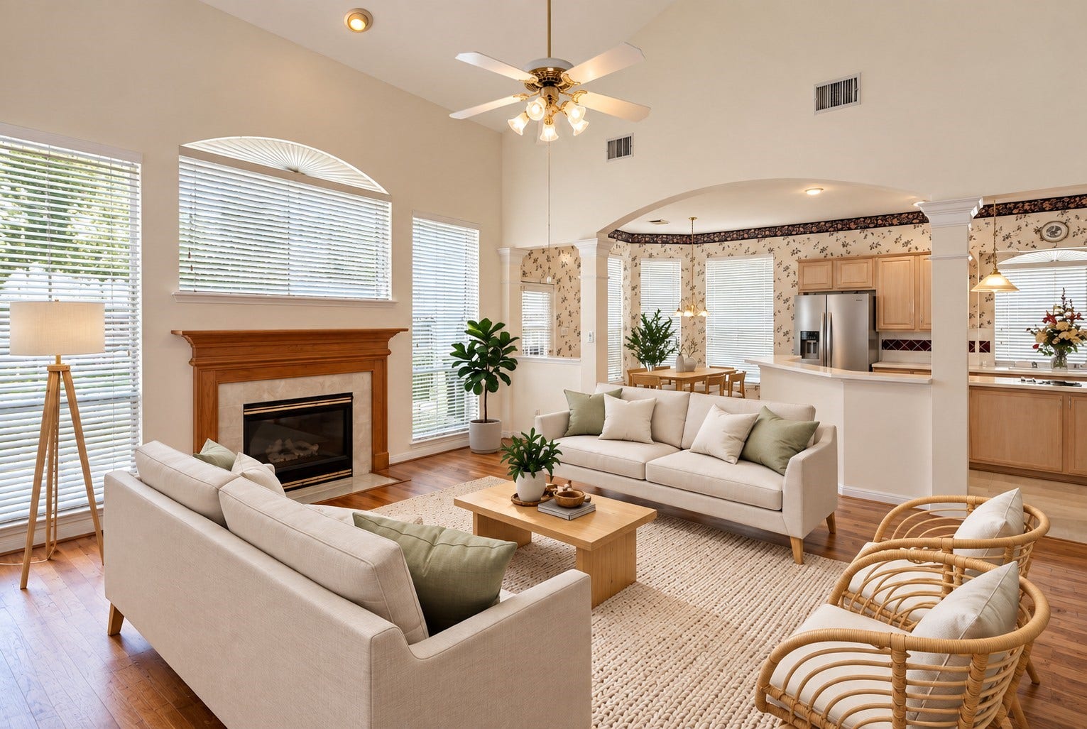 Family room virtually stage