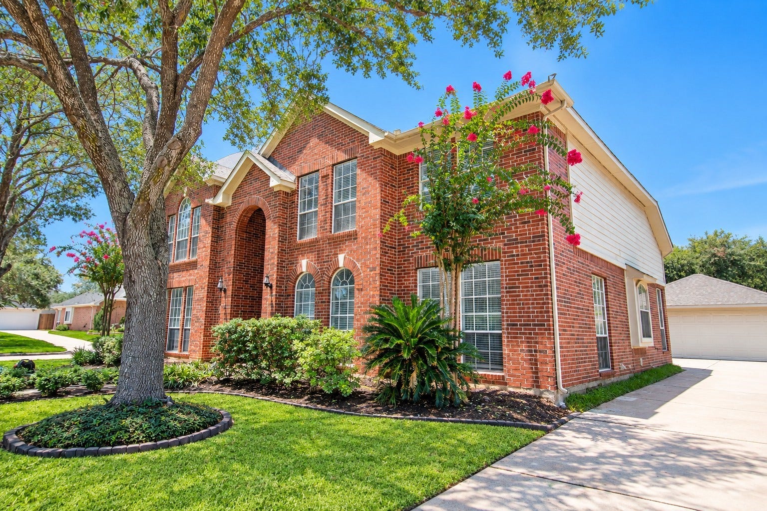 right front view with two car garage