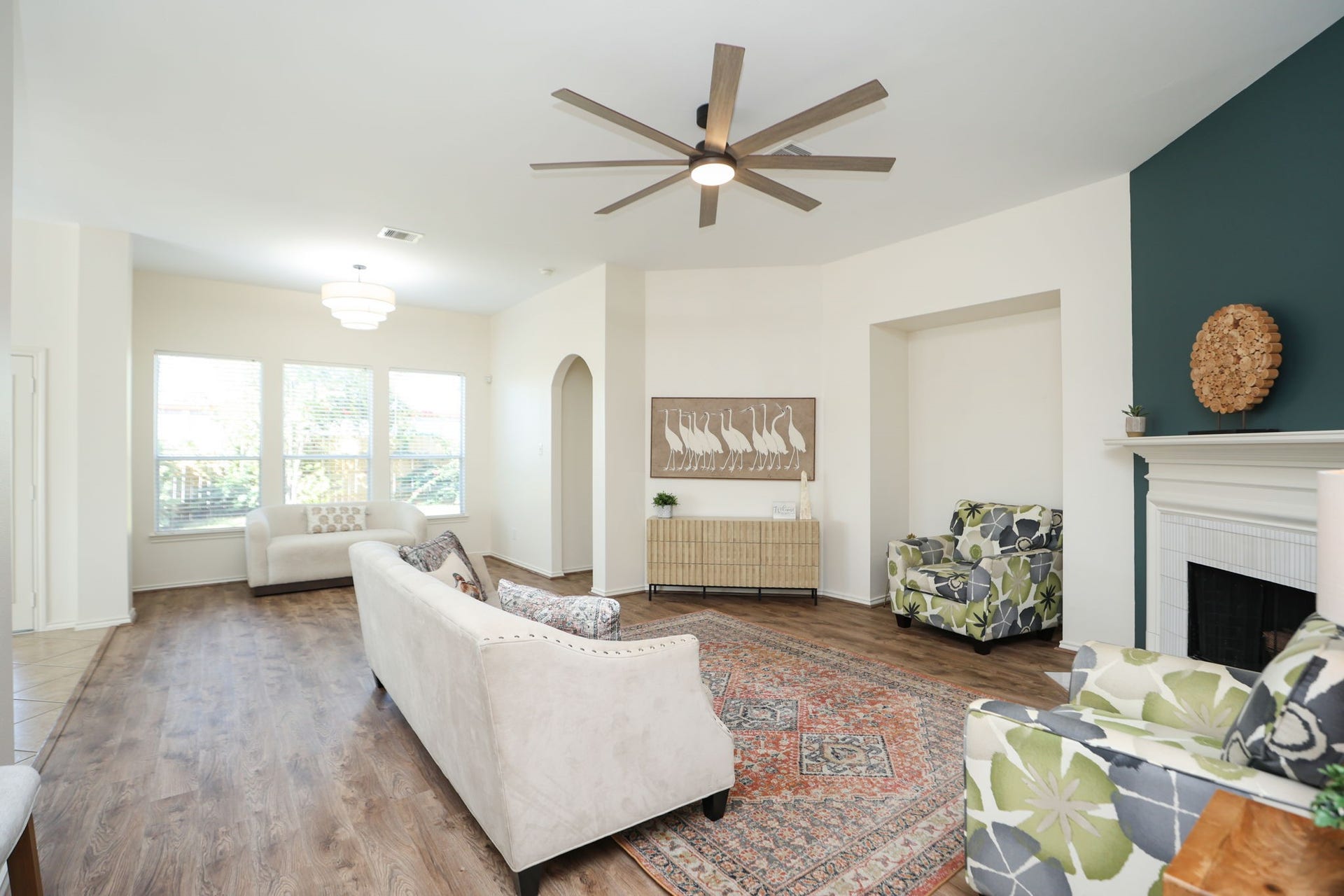 4814 Mosaic Canyon Court, Humble, TX 77396 You are greeted with warmth and light as you enter the main living area. Complete with 8 blade fan, high ceilings, and an open floor plan.
