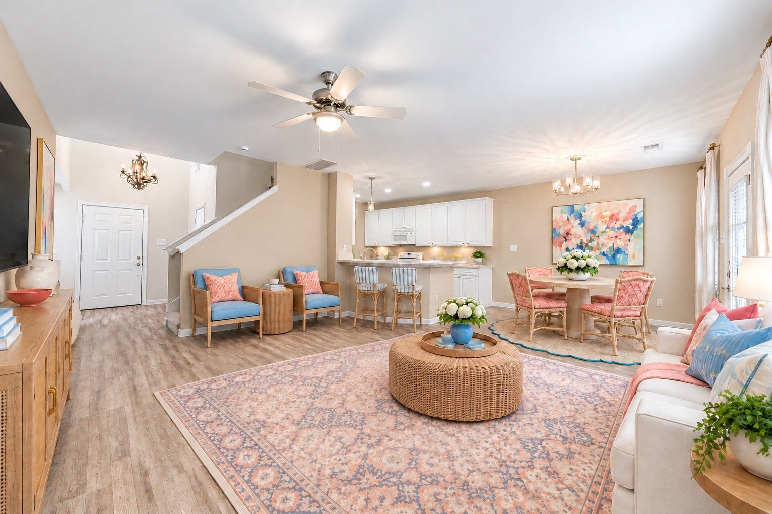 30 Blue Creek Place, The Woodlands, TX 77382 Open floorplan living room and kitchen