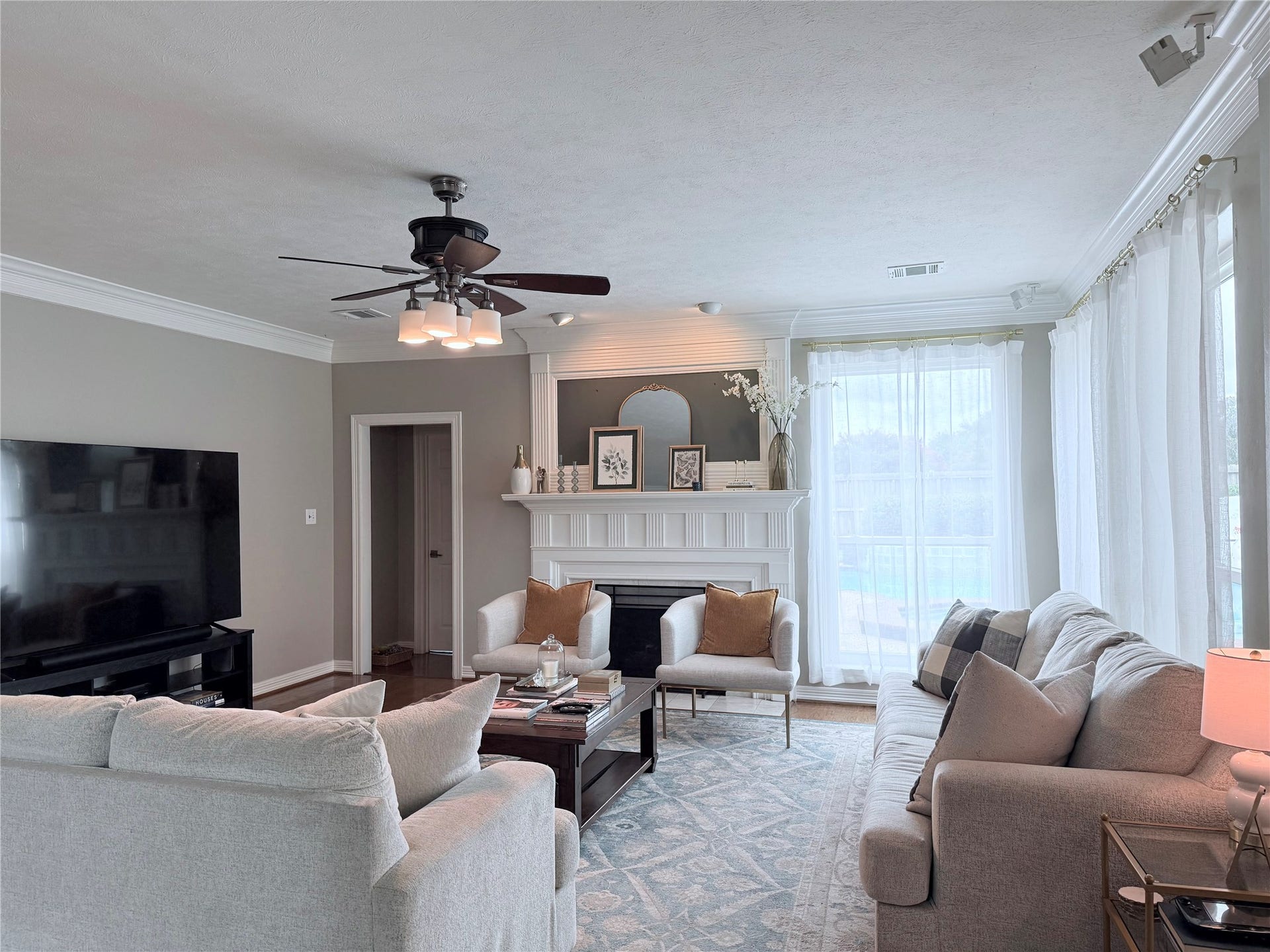 Gas fireplace in the family room