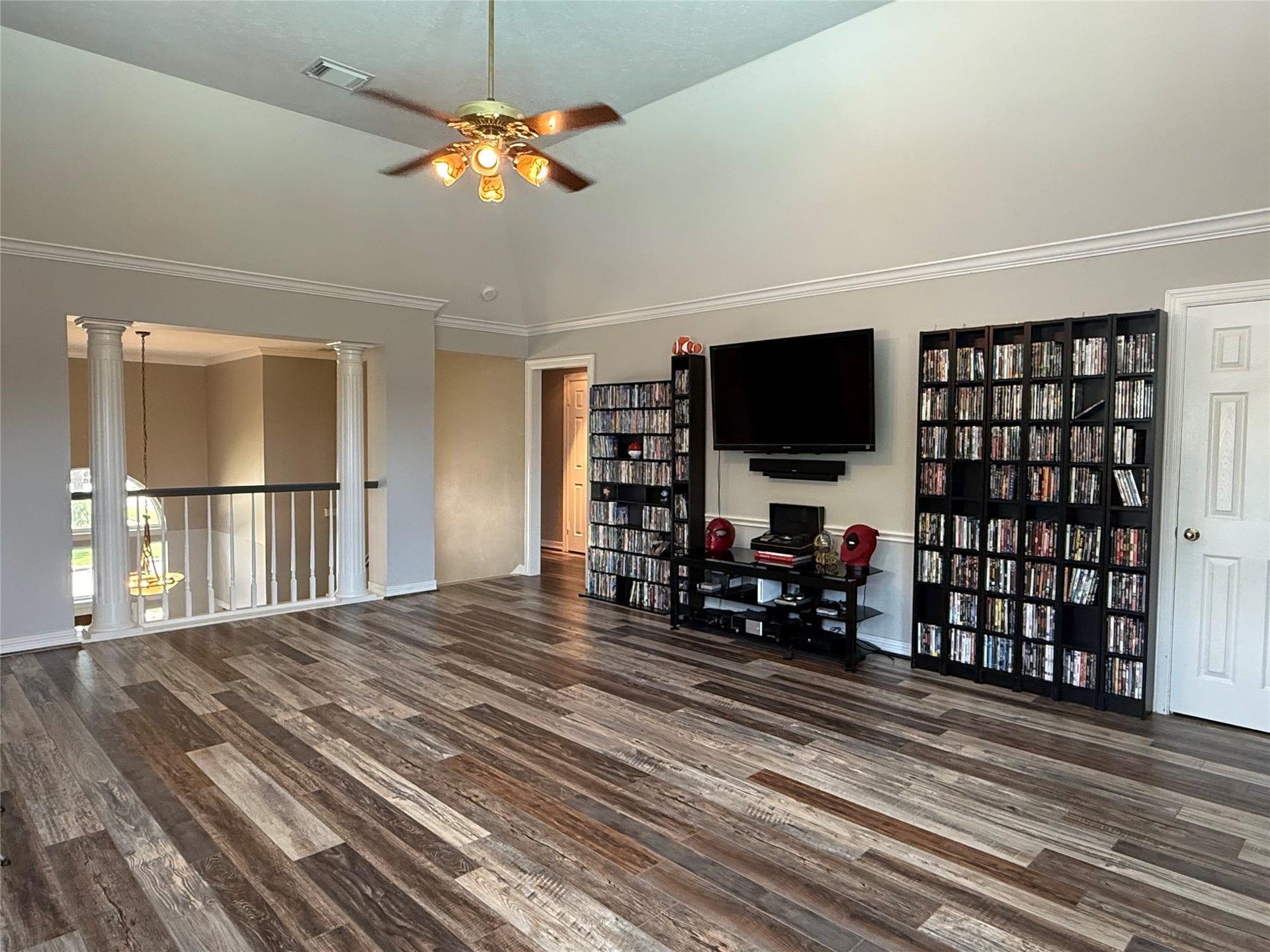 Looks out onto the foyer as well as a beautiful view of the pool from the game room