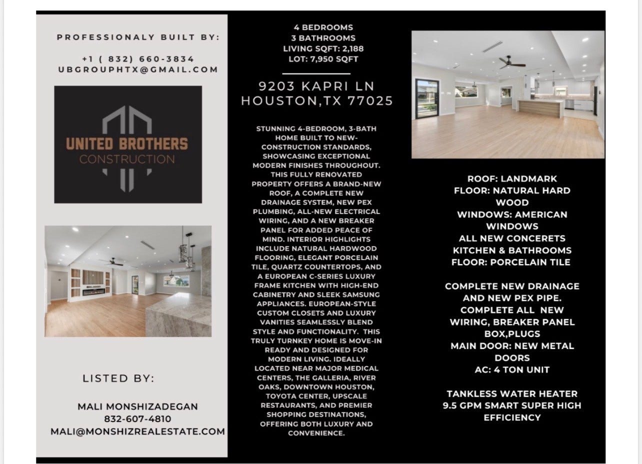 9203 Kapri Lane, Houston, TX 77025 Details of upgrades
