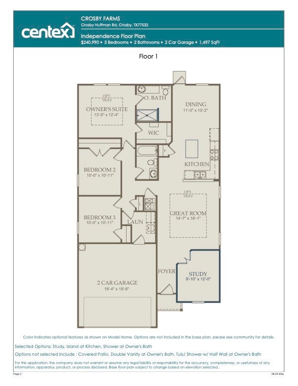 327 Smugglers Bay Lane, Crosby, TX 77532 Floor plan