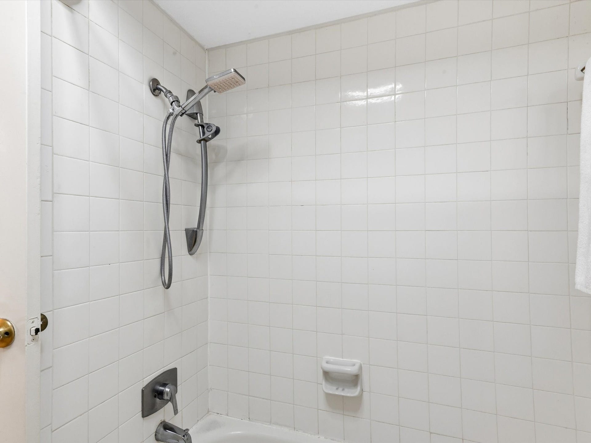 Walk-in shower with a clean, simple design.