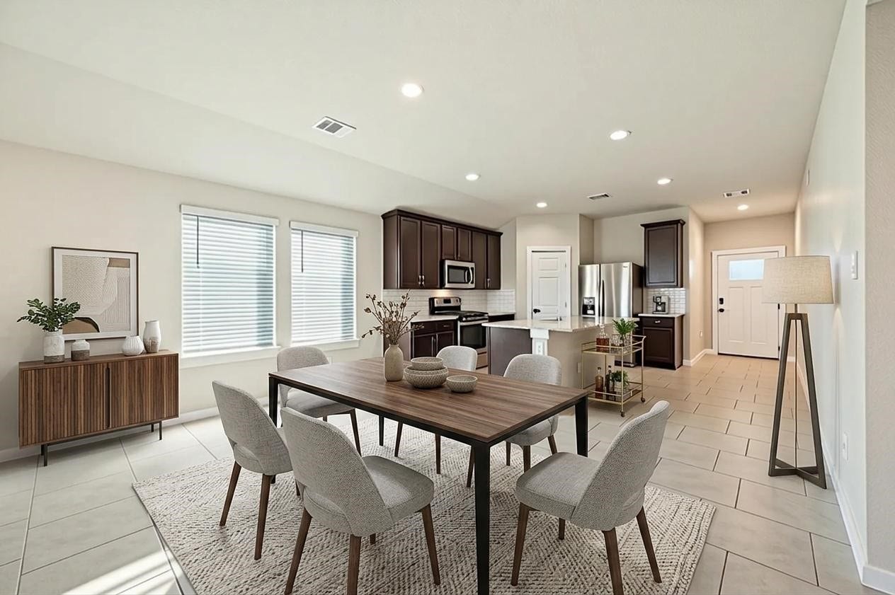 Virtual staging: open concept floorplan maximizes natural light, allows for easier socializing, making it ideal for both family living and entertaining.