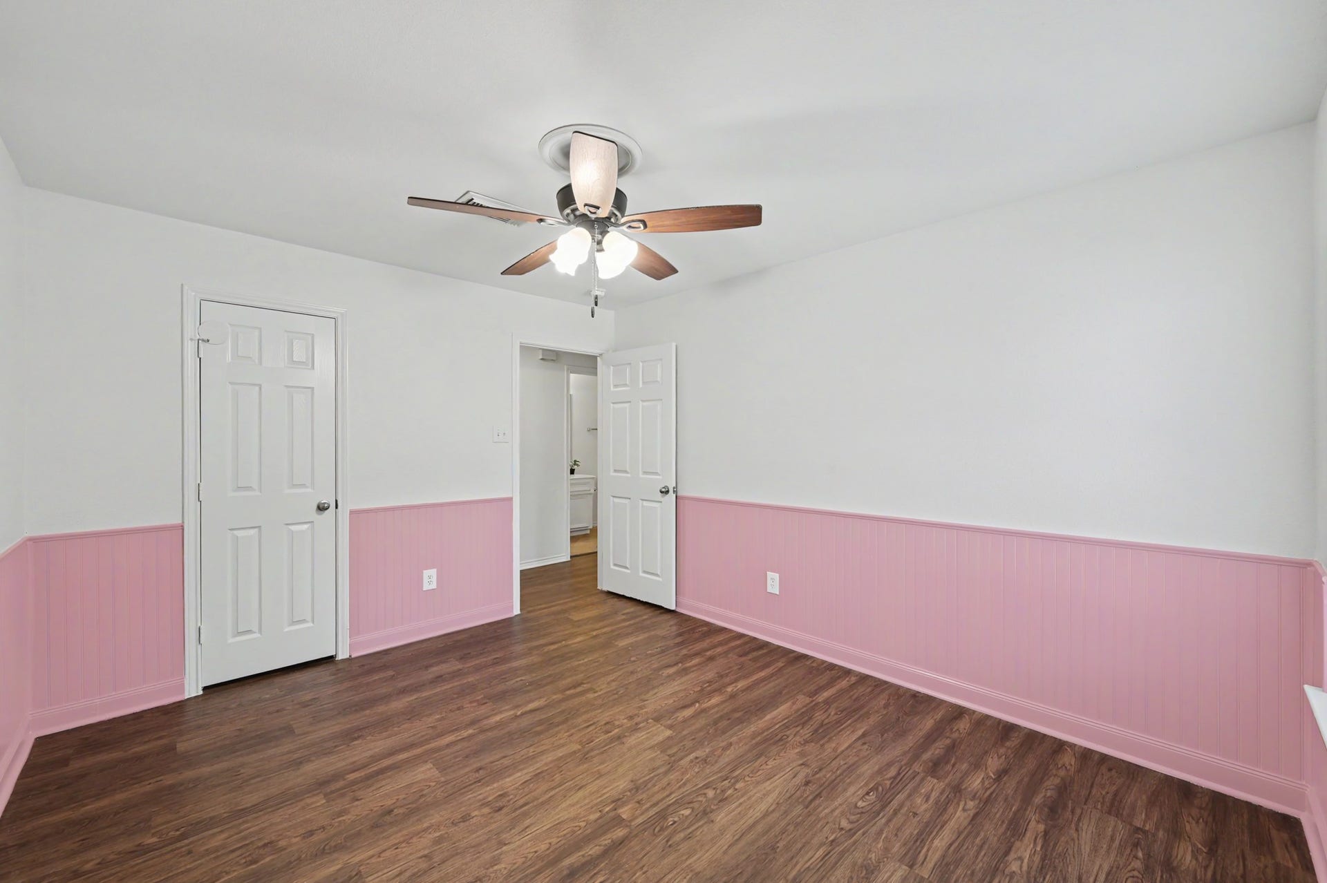 This bedroom has a spacious closet to store all of your things.