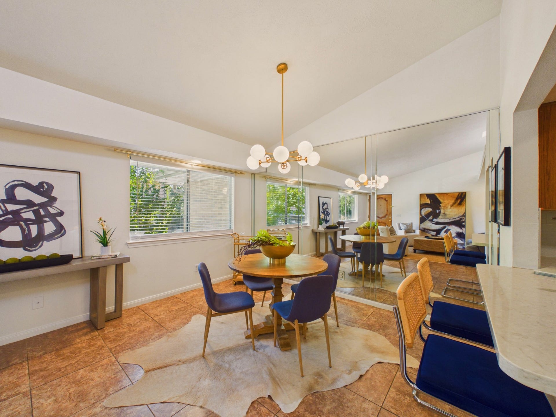 6404 Bayou Glen Road, Houston, TX 77057 Mirrored Wall in the Dining Area Makes the Space Feel Twice as Large and Bright!