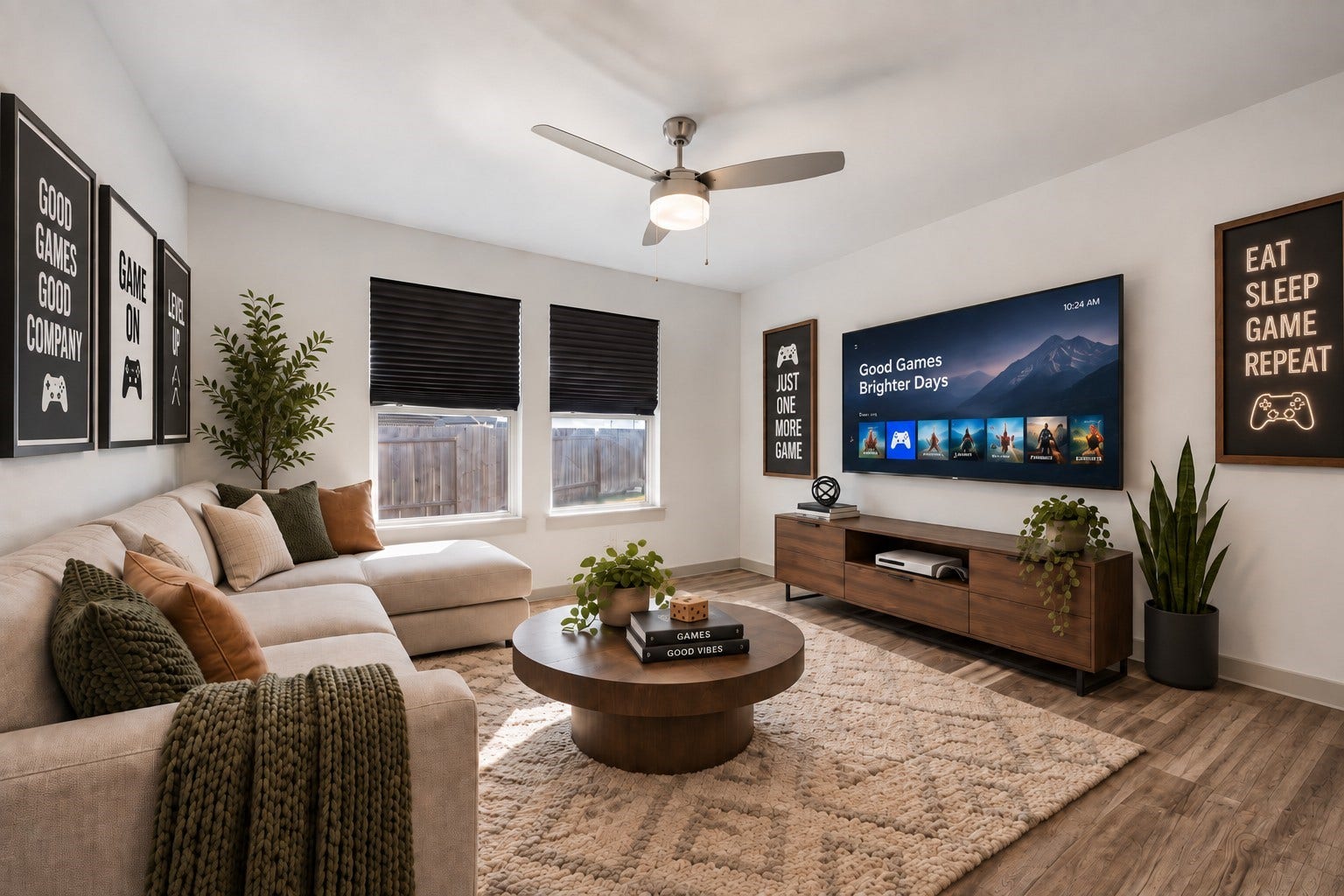 3938 Hordley Terrace Trail, Fulshear, TX 77441 Virtually staged. Flexible bonus space with glass doors and plenty of natural light, ideal for a home office, game room, exercise room, or additional living area.