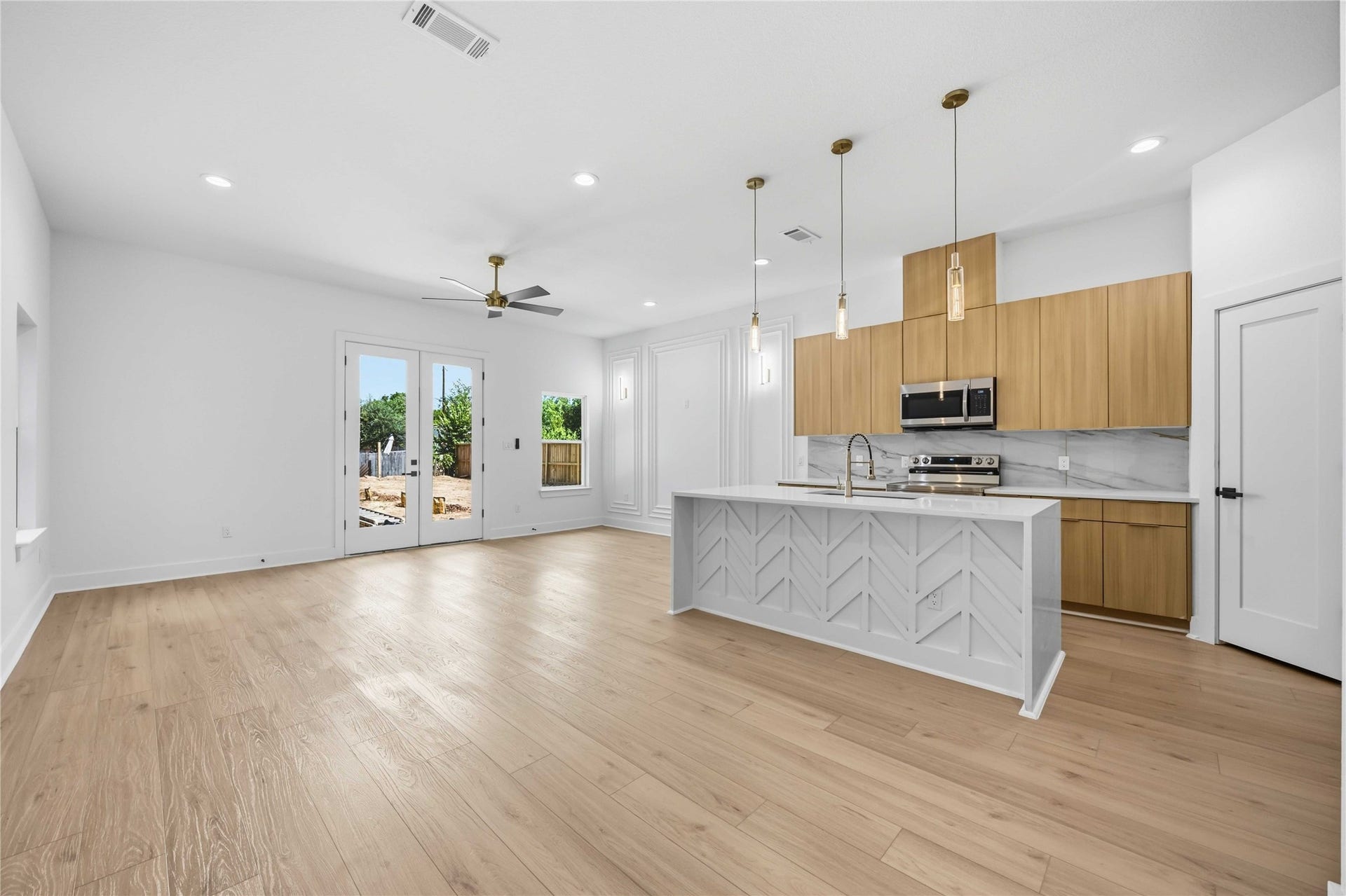 Living, kitchen and dining