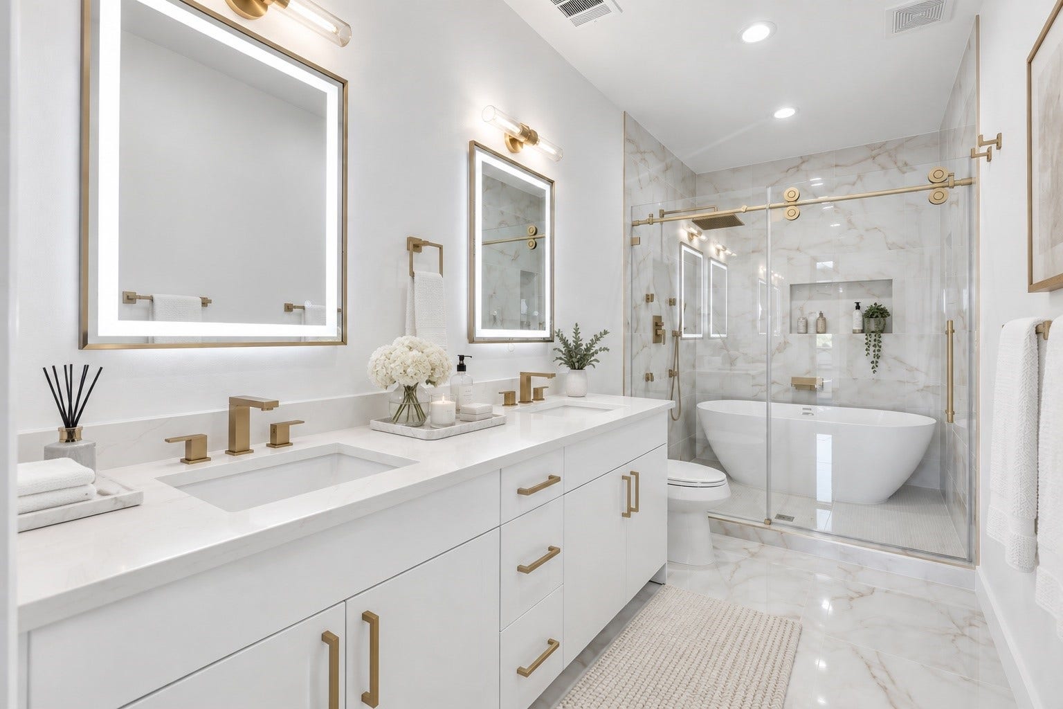 Primary bath virtually staged