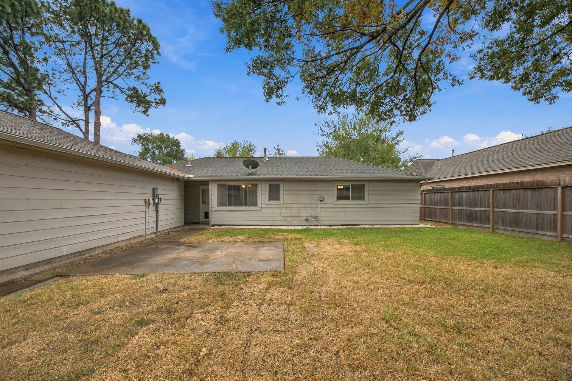 8902 Rocky Lane, Houston, TX 77040 There is a concrete patio slab that is perfect for a table and chairs, or build a pergola.