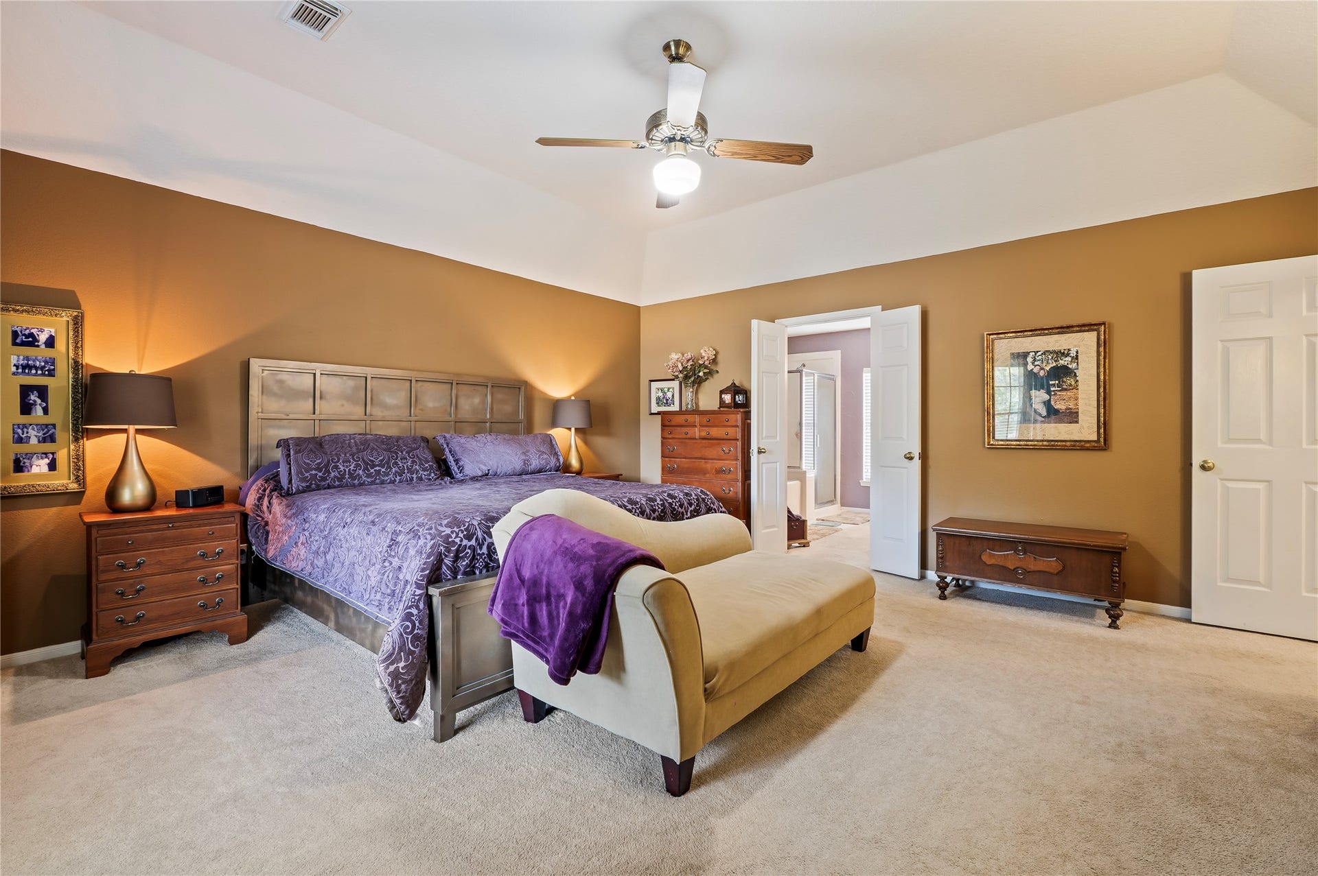 113 Coral Bay Drive, League City, TX 77573 Another view of the primary bedroom with double doors to the primary bath.