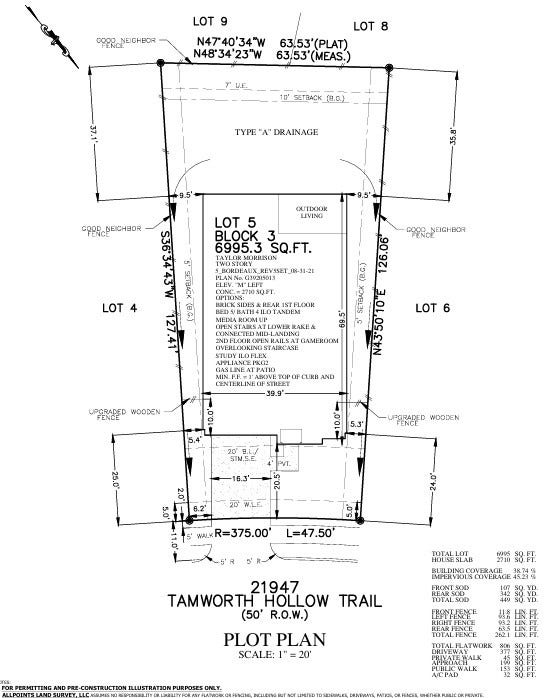 21947 Tamworth Hollow Trail, Cypress, TX 77433 21947 Tamworth Hollow Trail Preliminary Plot Plan