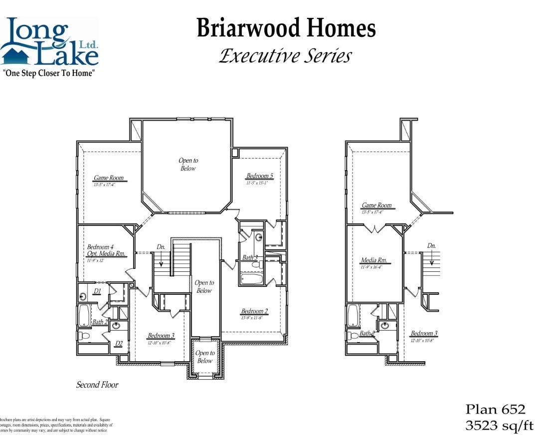 Plan 652 offers 5 bedrooms, 3 full baths, 1 half bath, and over 3,500 sqft of living space.