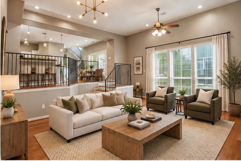 Virtually staged living room