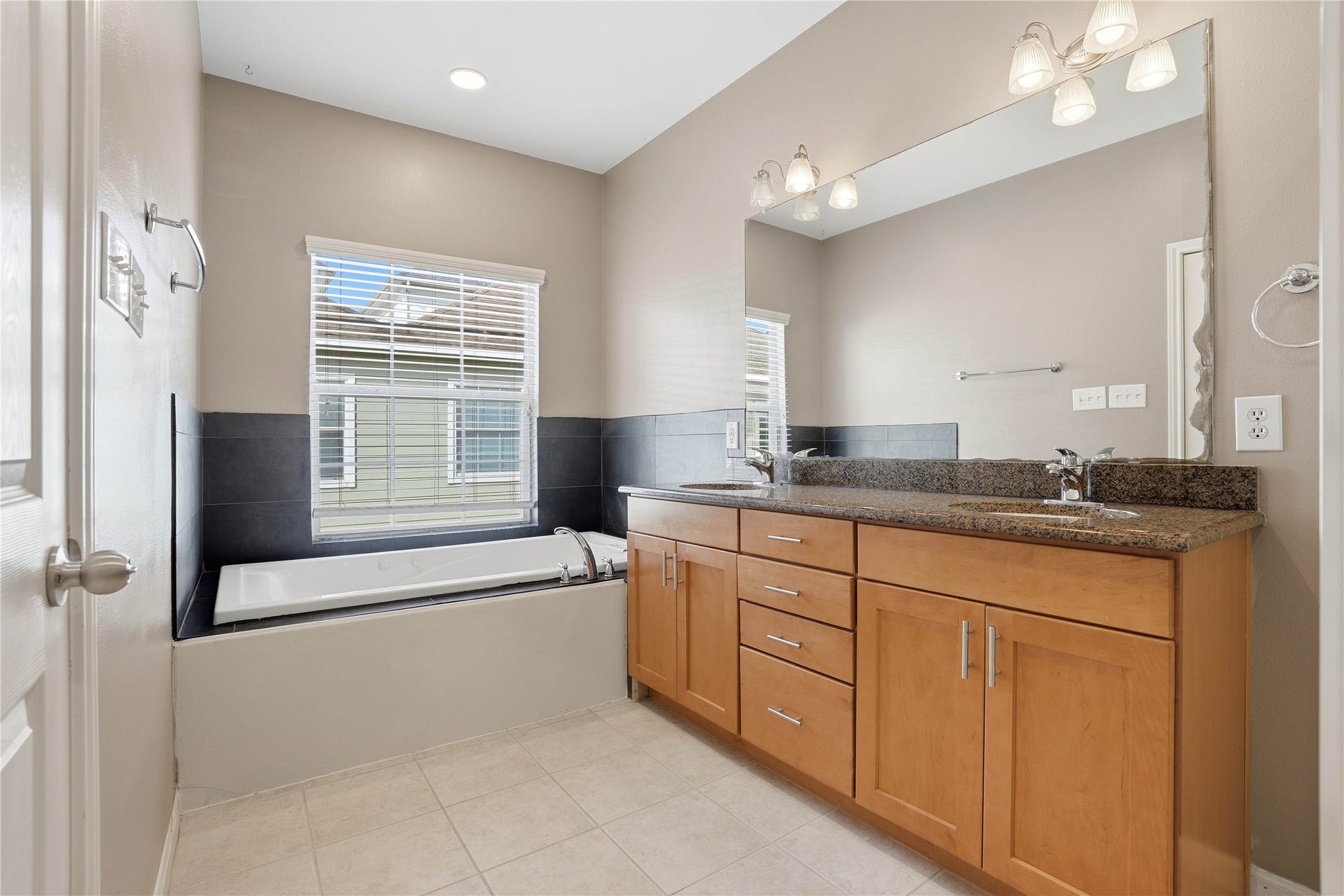 Primary bath with a soaking tub