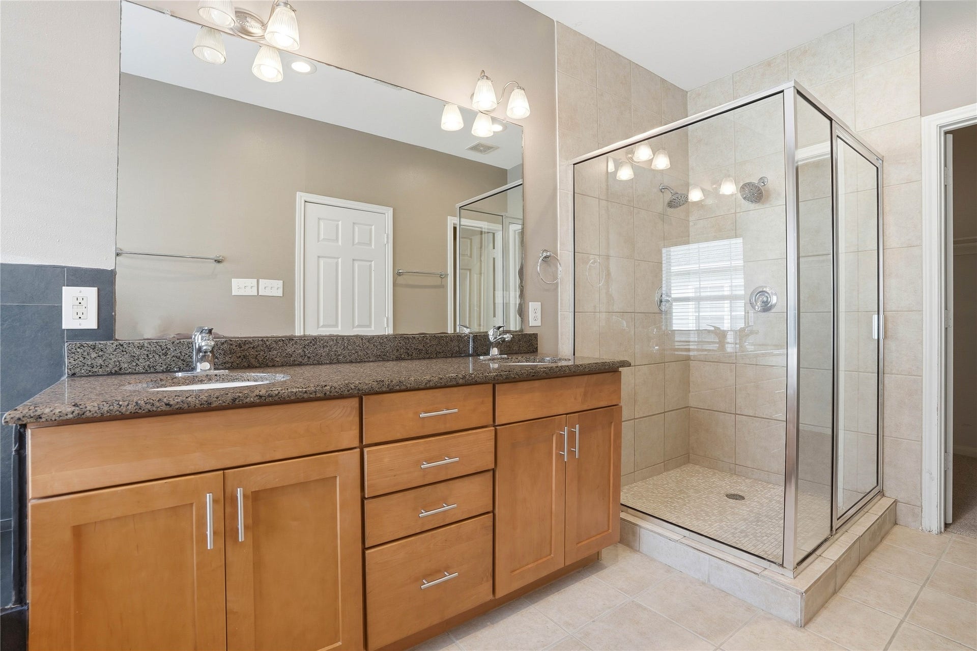 Primary bath with a walkin shower