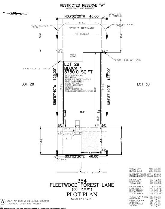 354 Fleetwood Forest Lane, Montgomery, TX 77356 354 Fleetwood Forest Lane Preliminary Plot Plan
