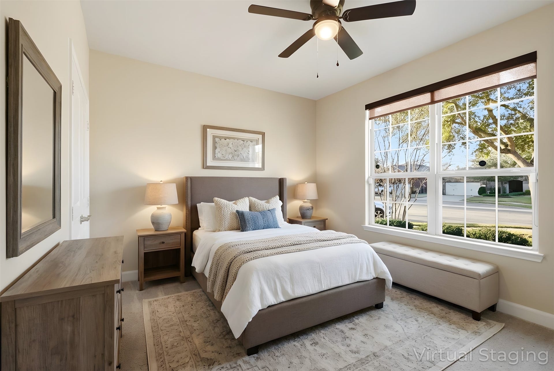 3263 Persimmon Grove, Richmond, TX 77469 Virtually Staged bedroom 2. View from the entry way.
