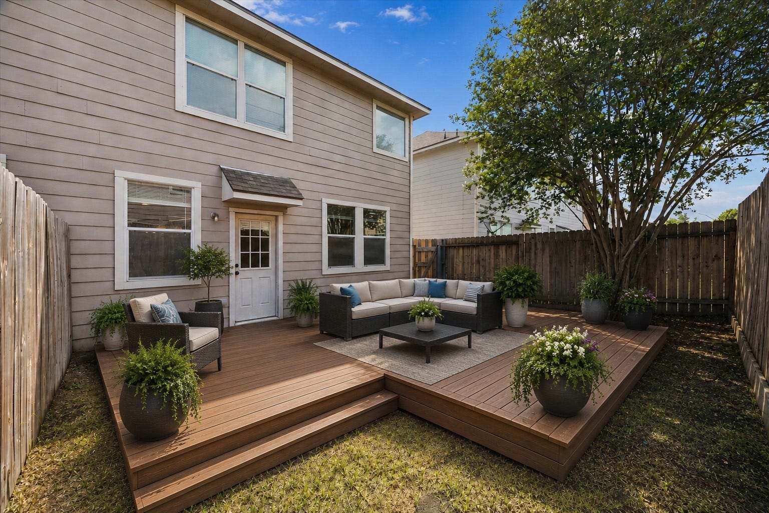 6051 Yorkglen Manor Lane, Houston, TX 77084 *Virtual rendering with wooden deck and patio furniture