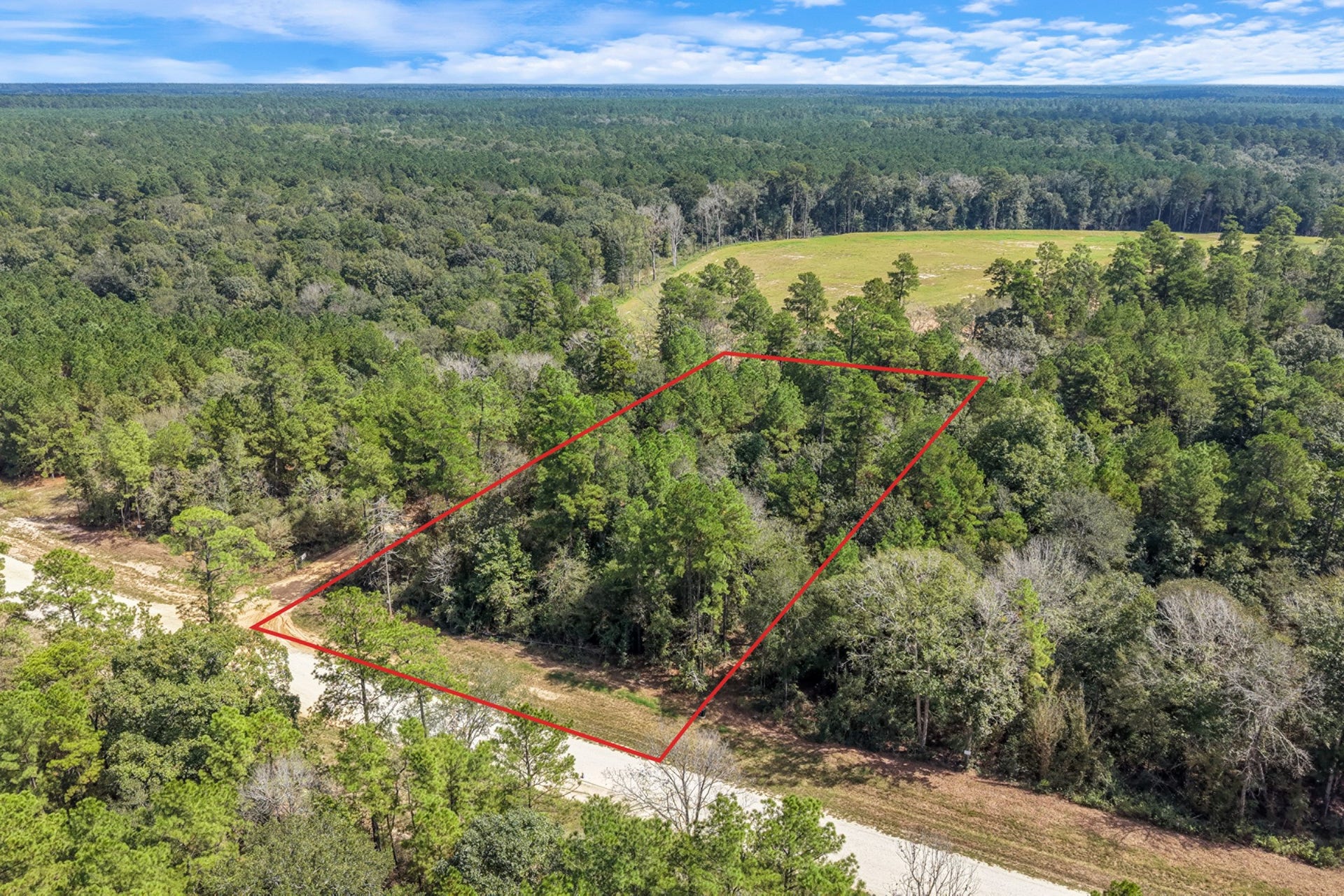 12109 Dawn Tree Lane, Willis, TX 77378 Picture a country retreat tucked among the pines, with paved road frontage right out front. Boundary lines are approximate.