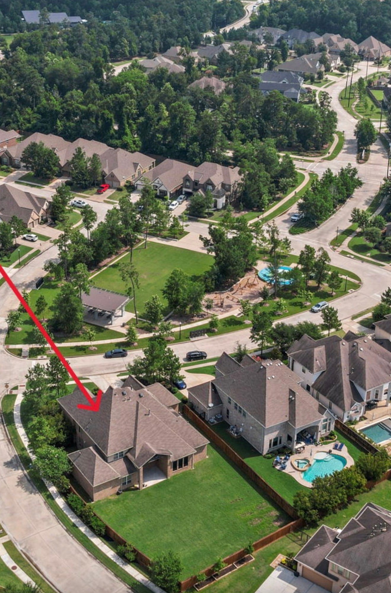 If you zoom in you can see Sycamore Park is right across the street. The park has a pavillion, playground, a green space to play sports and a splashpad.