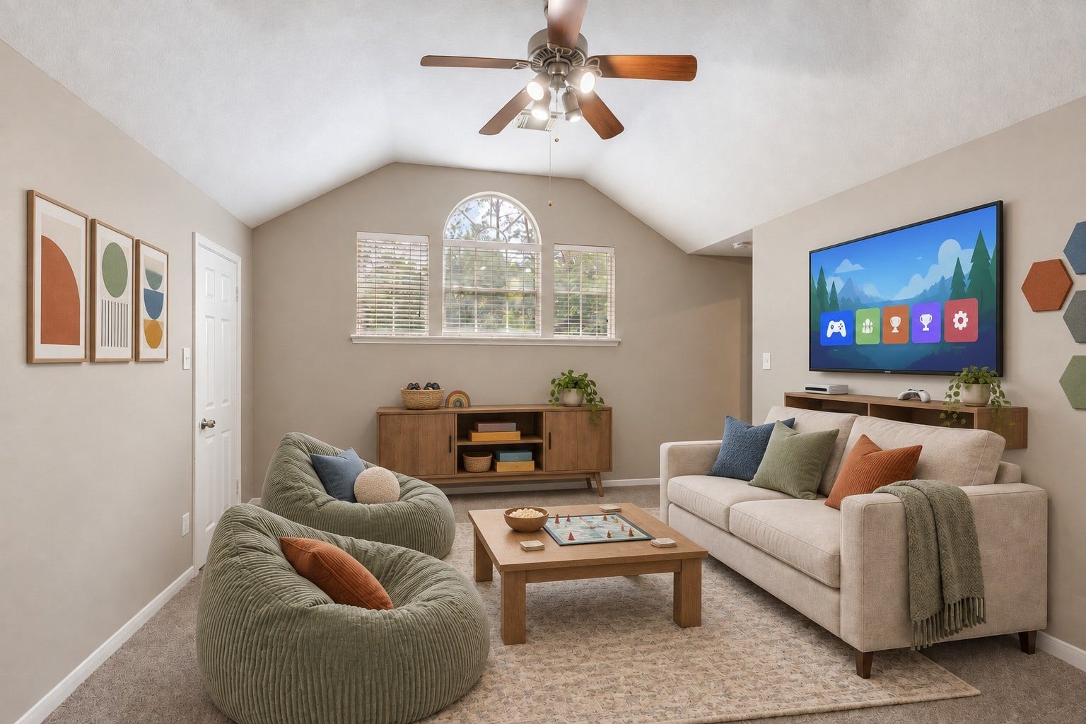 27 Stargazer Place, The Woodlands, TX 77381 VIRTUALLY STAGED At the top of the stairs, is a game room/flex room with access to the attic.
