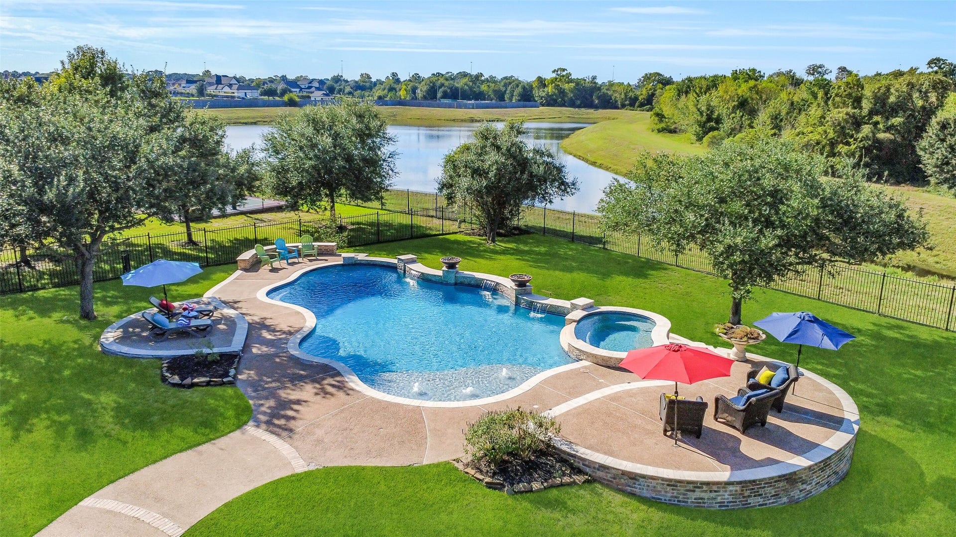 21018 W Farwood Terrace, Cypress, TX 77433 Backyard Oasis with lake/preserve views.