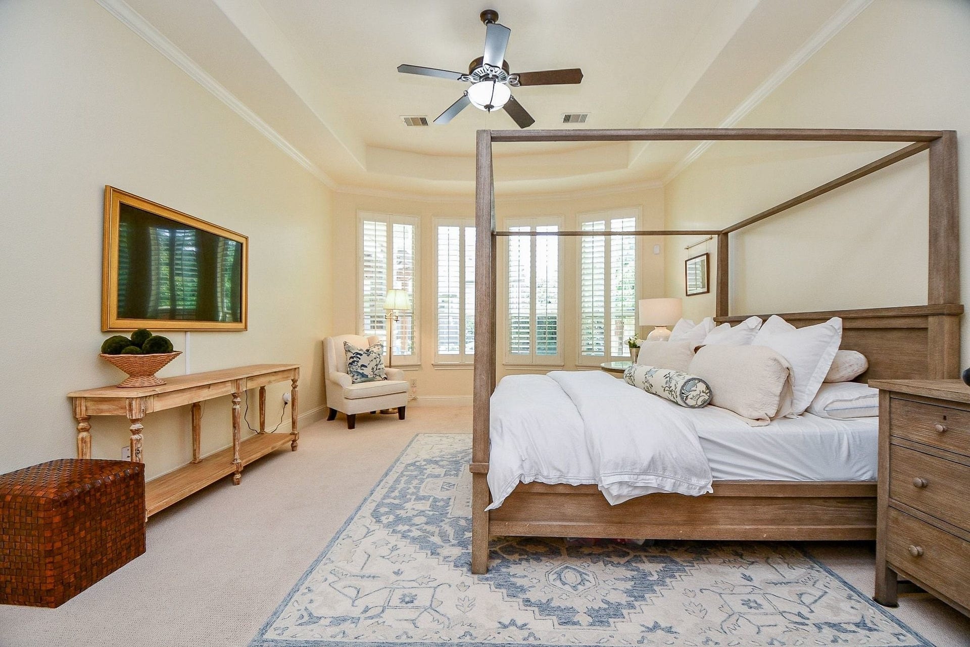 11410 Sardinia Drive, Richmond, TX 77406 This view showcases the expansive size of the primary bedroom, offering plenty of room for a king-size bed and a comfortable sitting areaperfect for relaxing or enjoying a quiet moment with a good book.
