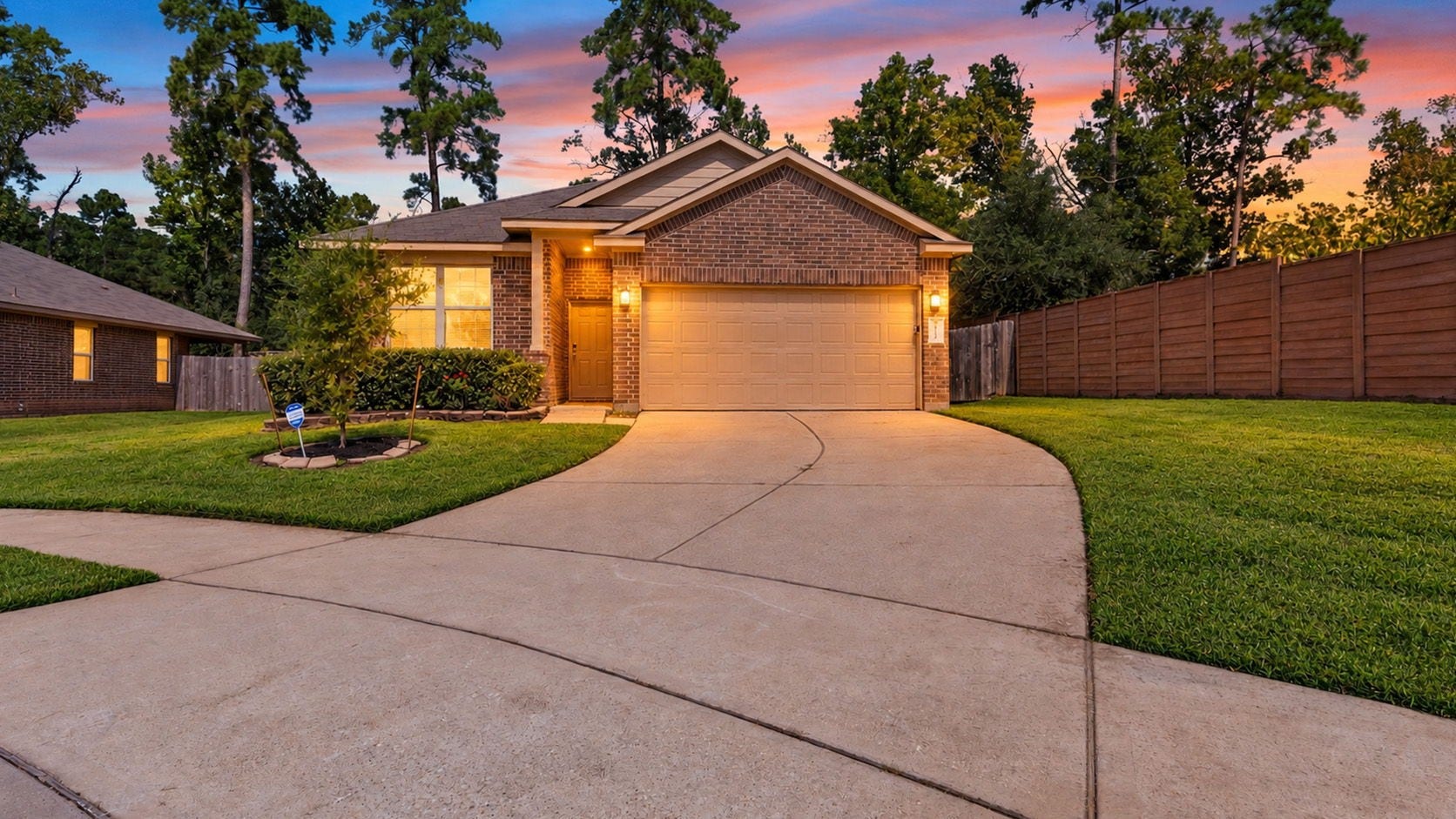 11502 Castle Nugent Court, Conroe, TX 77304 Picture yourself coming home to this beautiful brick home! Twilight image is virtually enhanced to showcase its exterior.