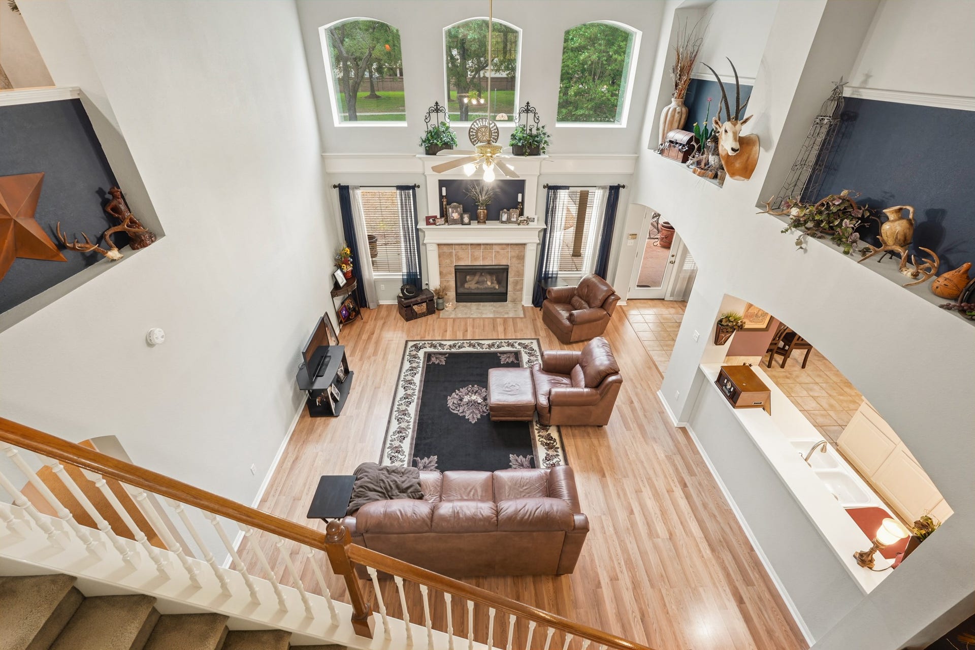 View of the spacious Family Room from the second level.