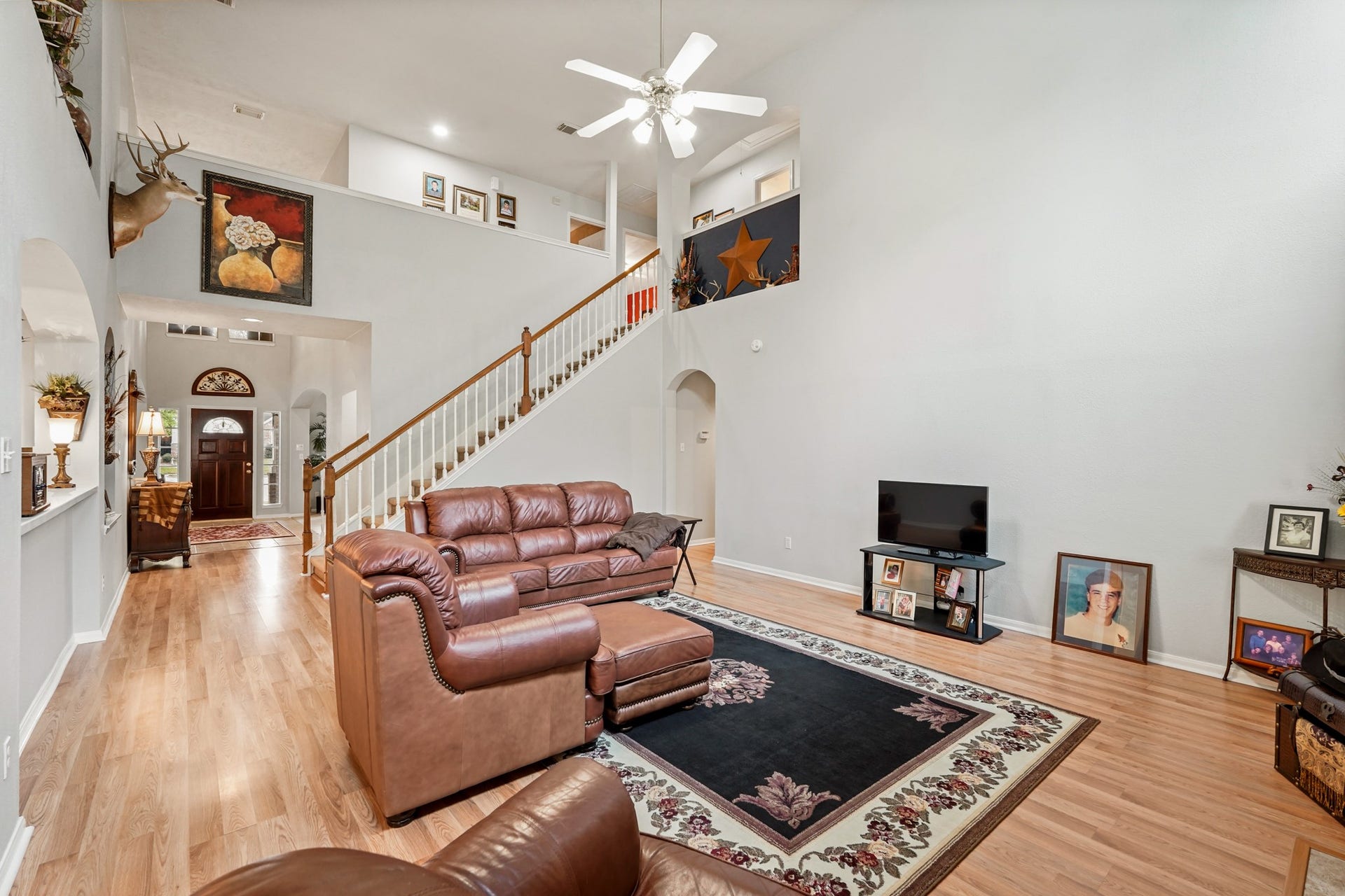 Family Room with access to a Breakfast room and stairway to the second level.