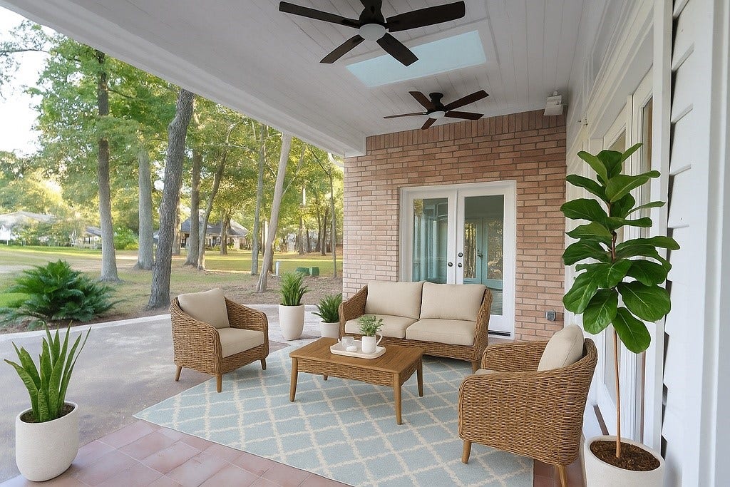 3230 Lake Island Drive, Montgomery, TX 77356 Digitally staged back porch