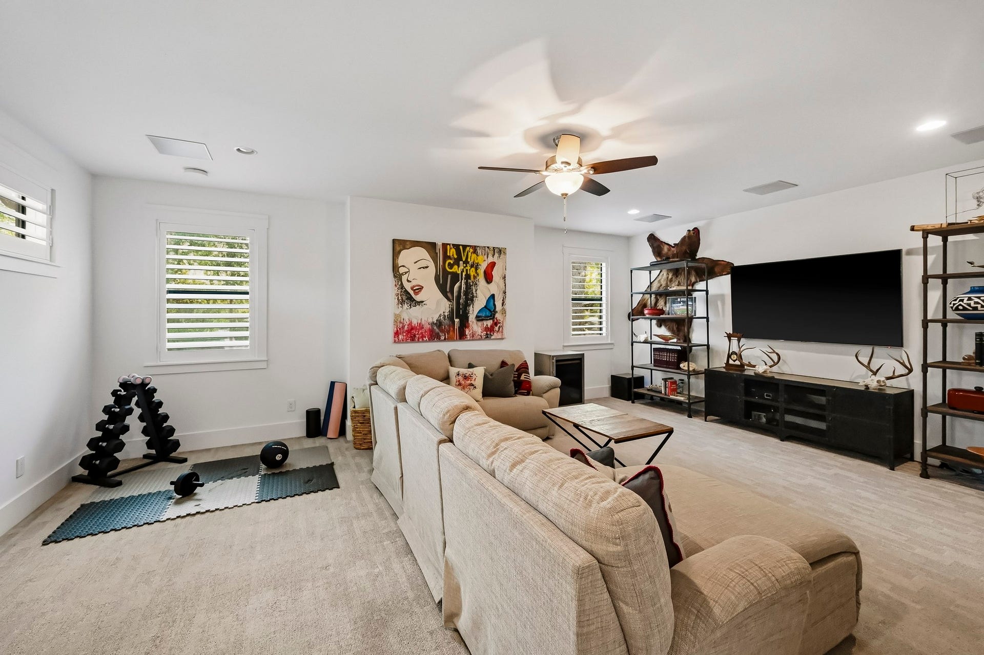 Massive area complete with built-ins, spacious closet with complete media hub