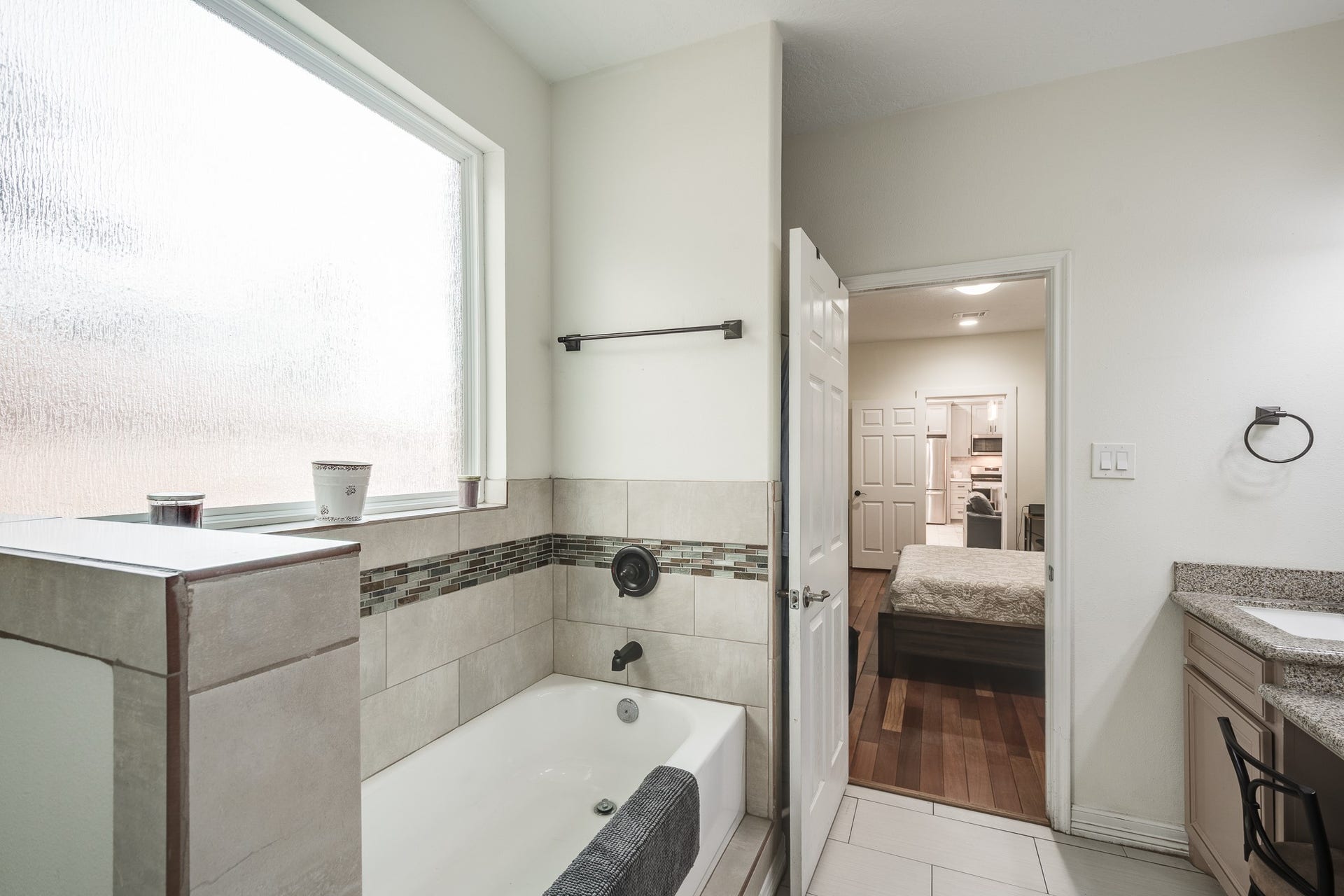 305 Hill Brook Lane, Conroe, TX 77385 View from primary bath into primary bedroom for casita.