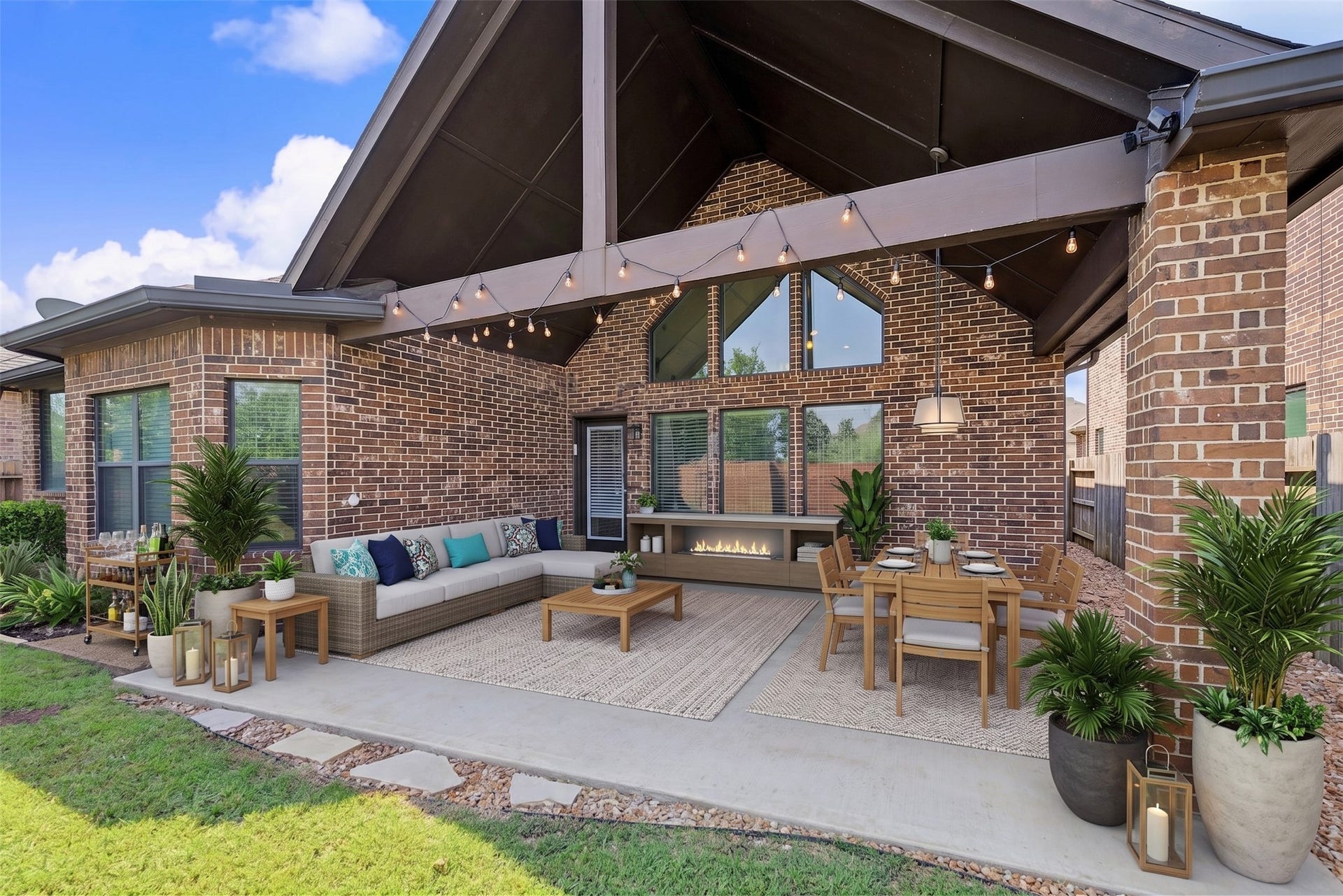 6723 Sotoria Lane, Sugar Land, TX 77479 virtual staged: large covered patio.