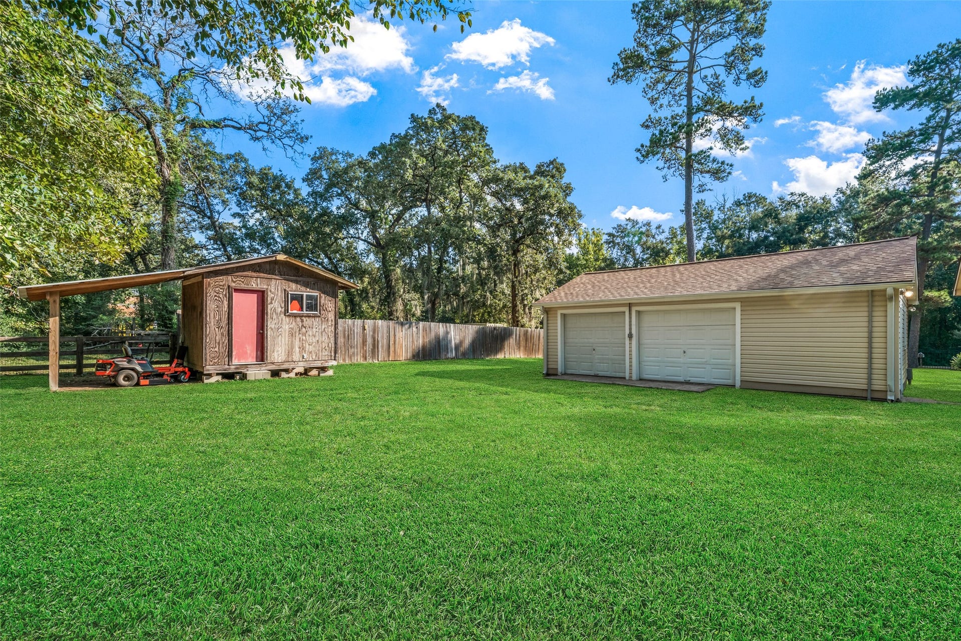 You can never have too much storage spaces. Whether you decide to park your lawn mower outside under cover, or keep them in the garage, it is really nice to have the rear garage doors on the back of your garage for easy access. It also makes for a perfect place to store your UTV or golf cart.