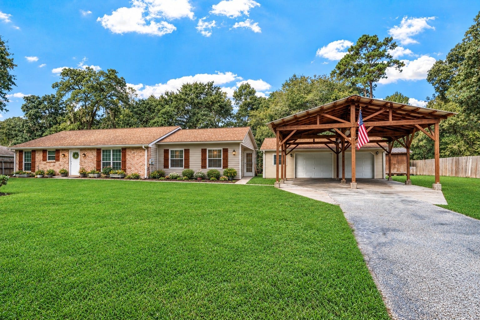 If you are considering this home, but may need the option of a third bedroom, this photo is for illustration purposes only to give you an idea of how it might look if you enclosed the covered patio. It would be a beautiful addition whether you needed an extra bedroom or game room/living space in the future. The possibilities are endless.