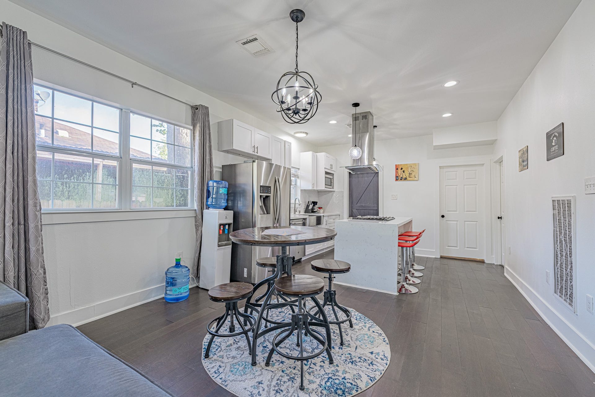 Round pub-style dining table