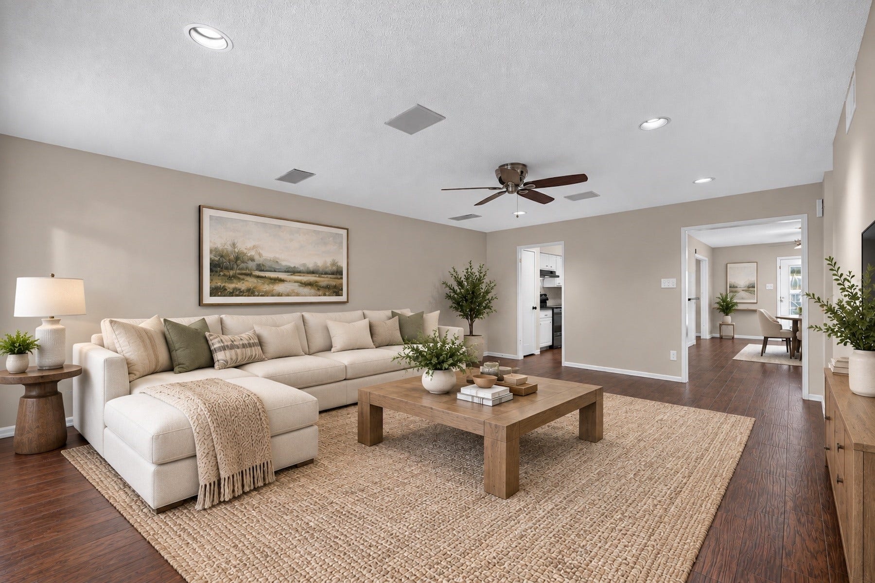 Virtually staged living room to show scale.