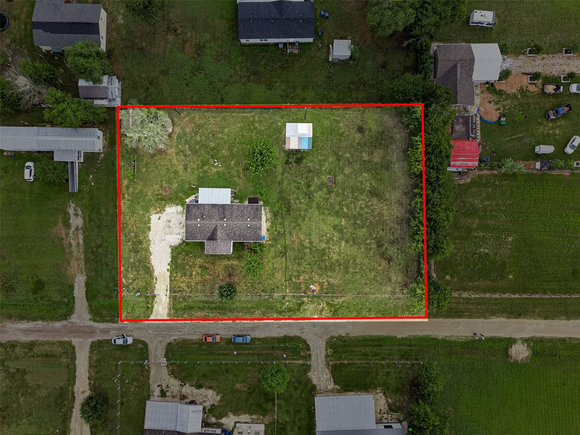 Bird's-eye view showcasing the full extent of the property boundaries