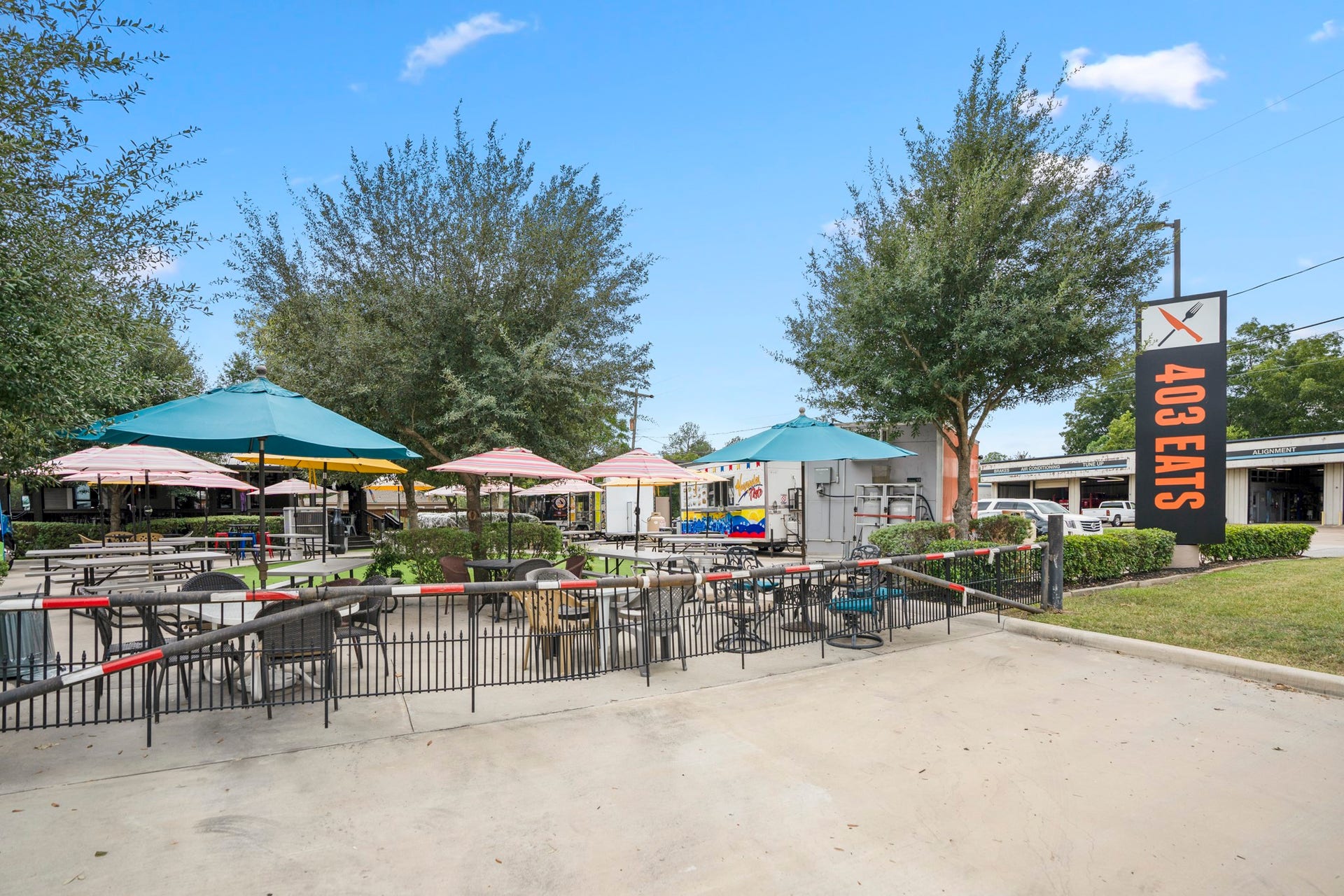 306 Foster Street, Tomball, TX 77375 Enjoy a delicious variety of cuisine from the food trucks at 403 EATS while cracking open a beer and watching a live concert. Events Behind the Fence is coming soon to Tomball and features a live stage, dancing area, open lawn seating, restrooms, and a bar.
