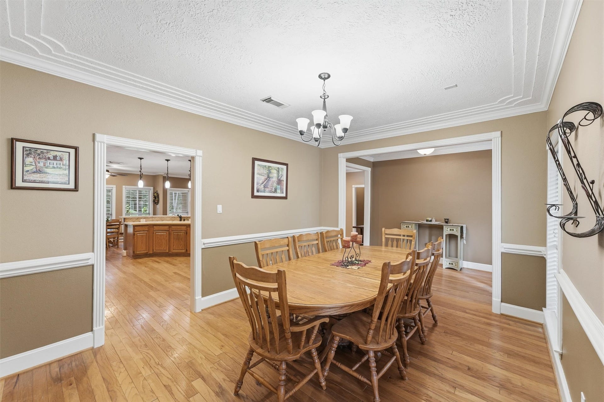 Dining room has easy access to kitchen. A wonderful space for entertaining family and friends or hosting special gatherings.