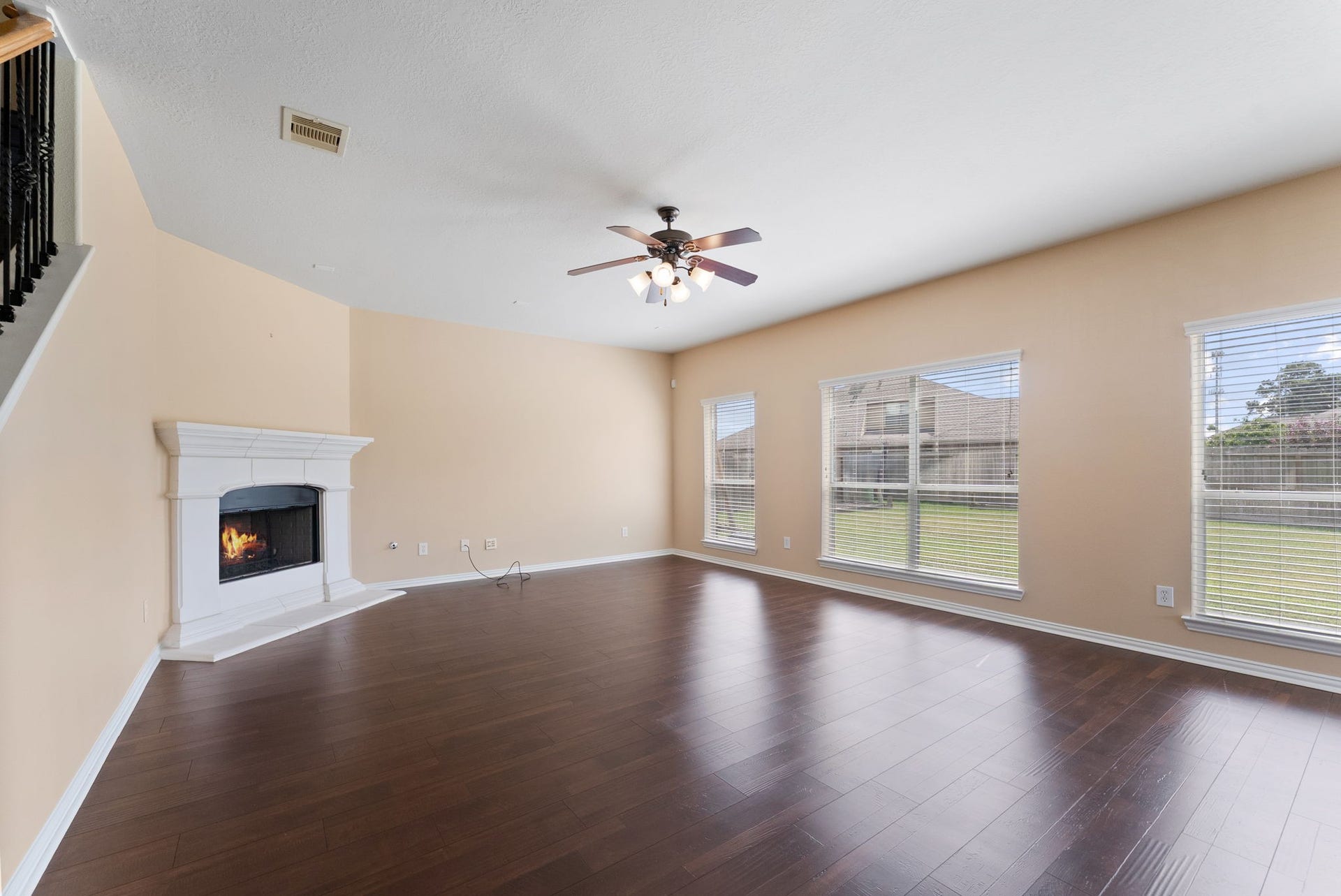 19415 Sorrell Ridge Drive, Spring, TX 77388 The fireplace gives the family room a comfortable feel and is perfect for enjoing this holiday season.