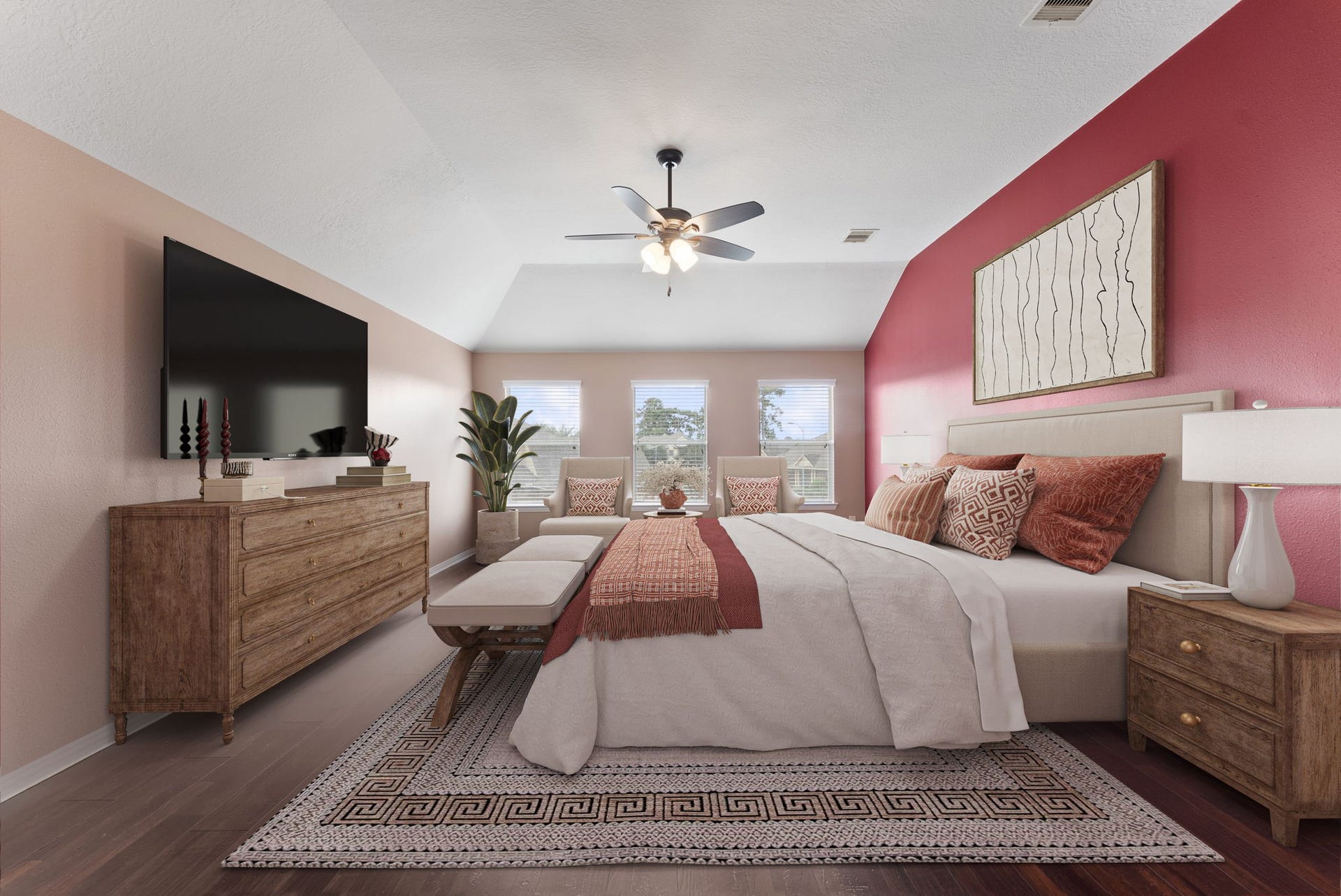 19415 Sorrell Ridge Drive, Spring, TX 77388 The cozy and spacious primary suite enjoys beautiful backyard views.