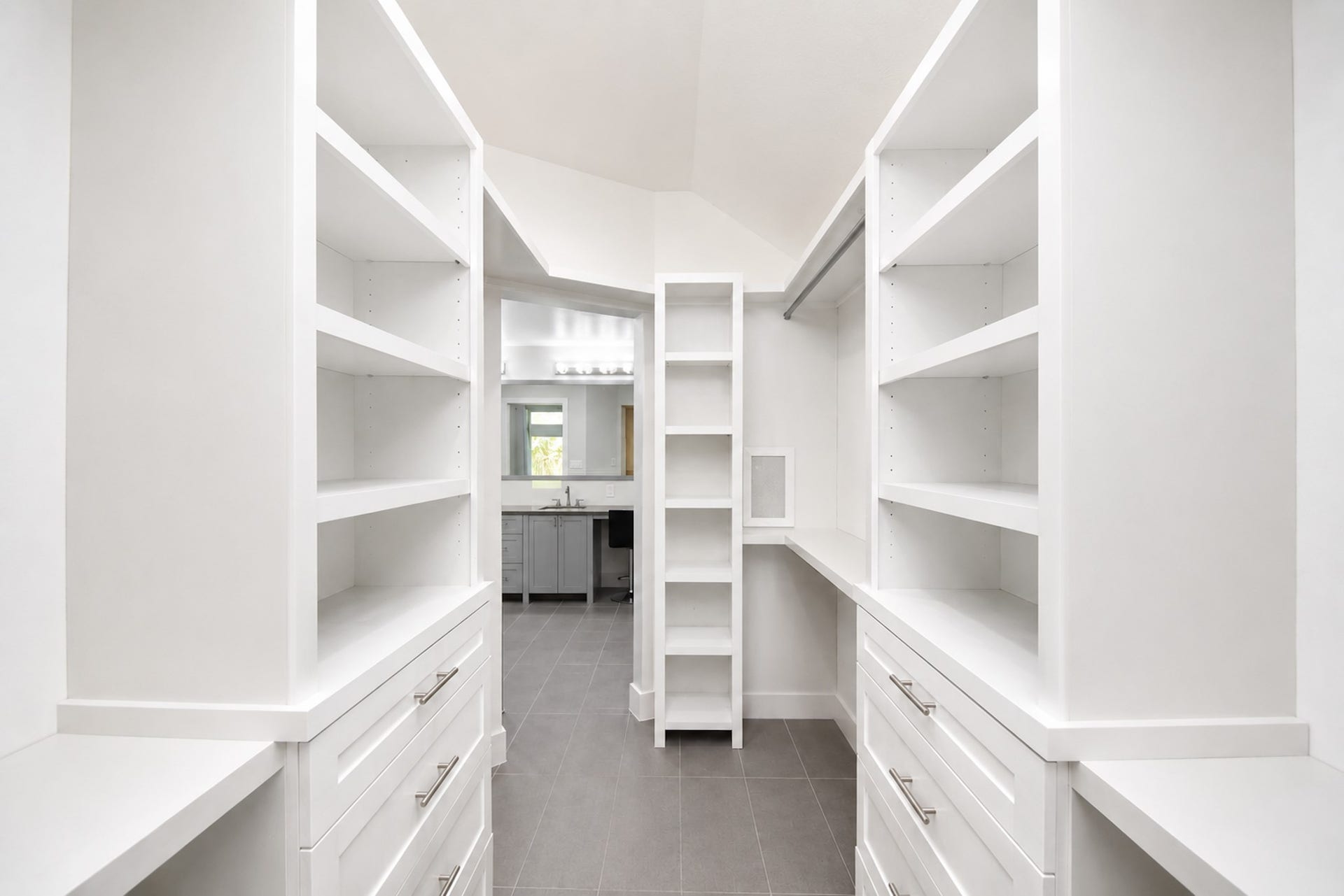 Primary bedroom closet virtually painted white